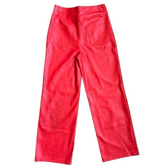 URBAN OUTFITTERS High & Wide Women’s Red Wide Leg Faux Leather Pants Size 28 - Picture 3 of 10